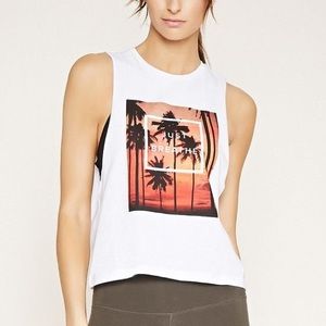 🌈 3/$25 Forever 21 White Graphic Tank Top NWT